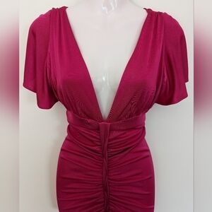 MARCIANO hot pink ruched dress xs